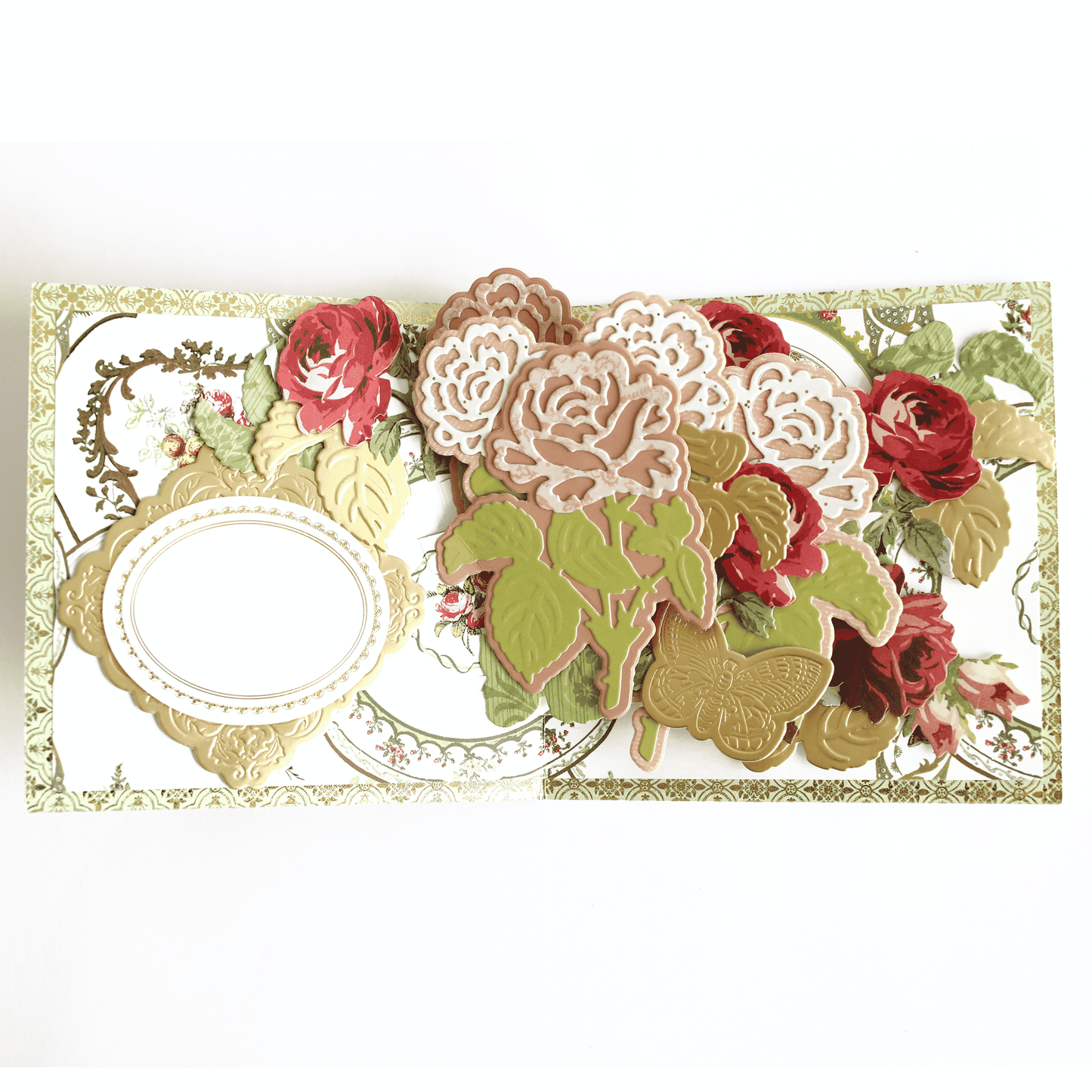 a close up of a card with flowers on it.