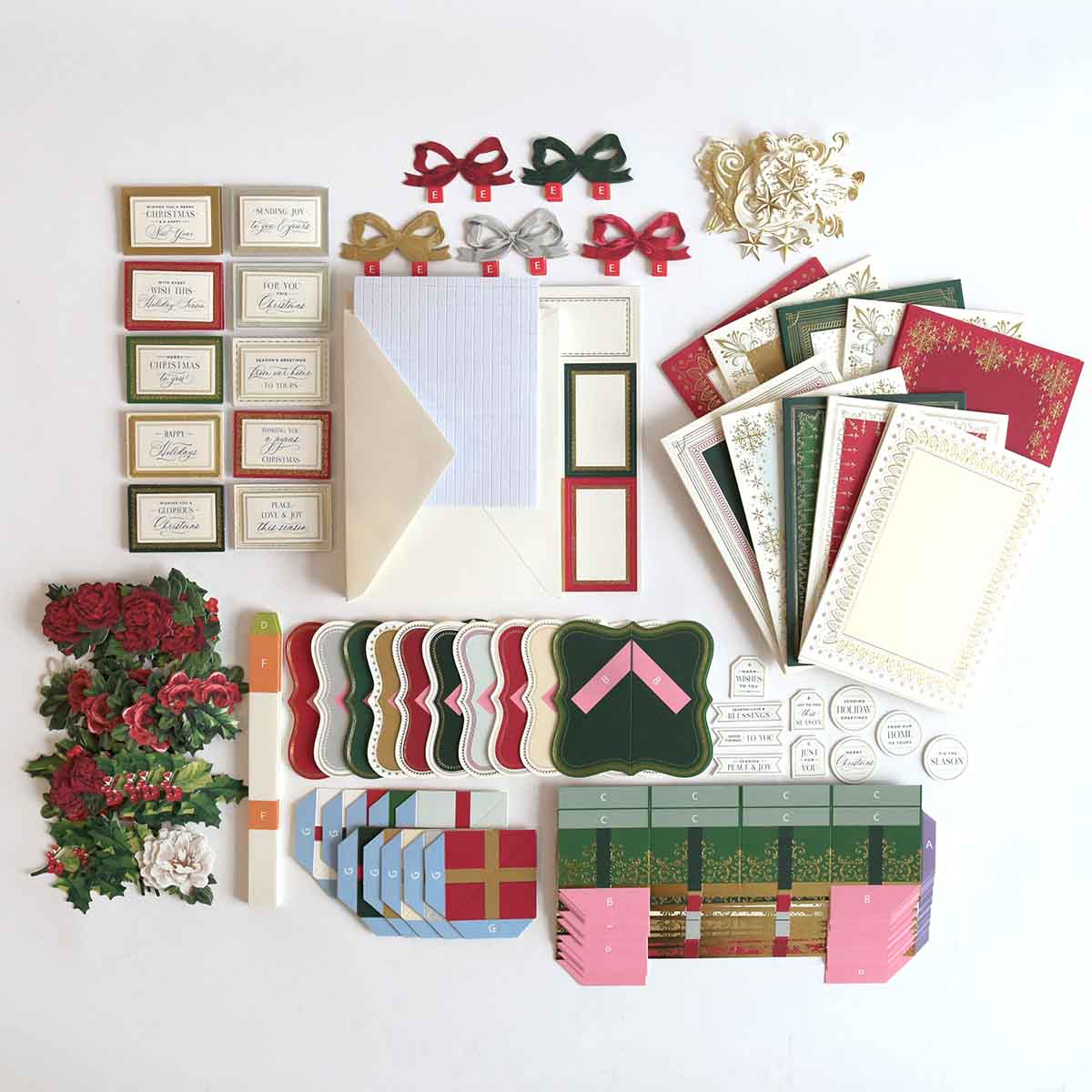 a table topped with lots of different types of cards.