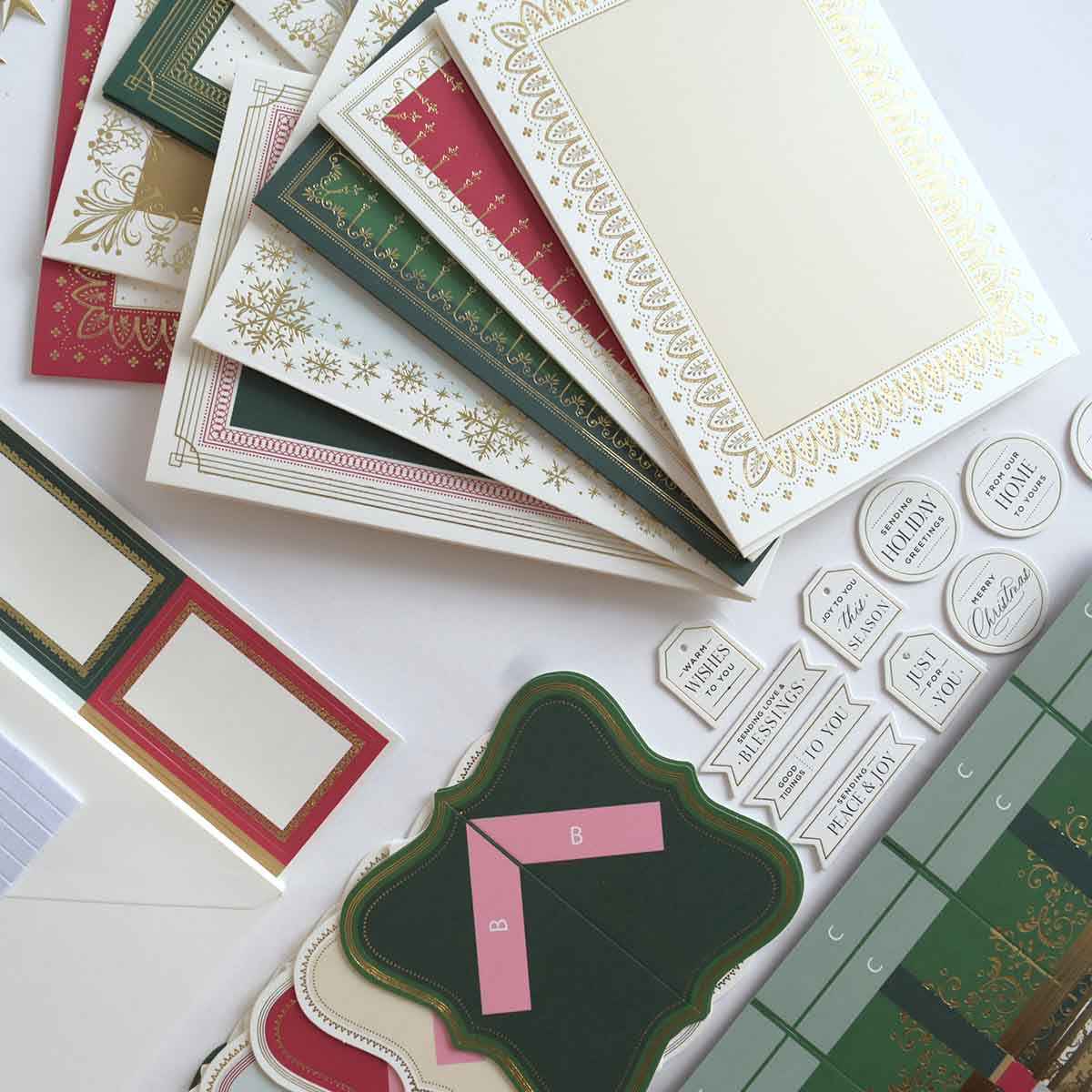 a table topped with lots of different types of cards.