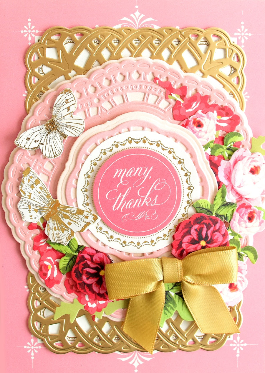 a close up of a card with flowers on it.