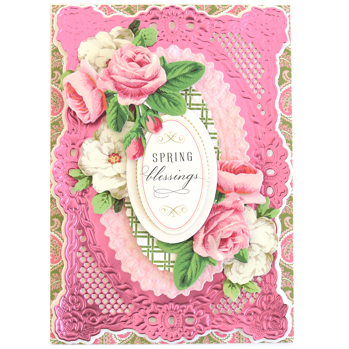 a close up of a card with flowers on it.
