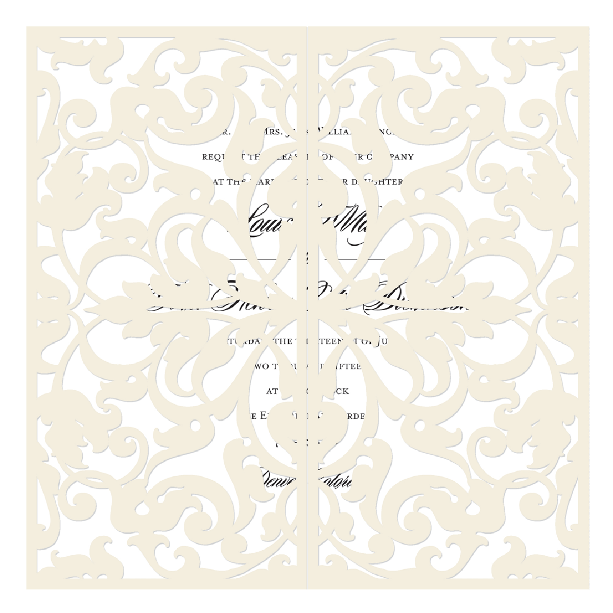 a white paper with a floral design on it.