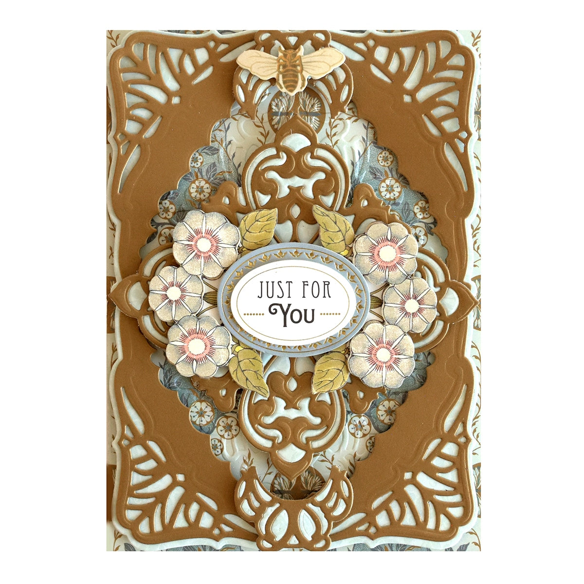 a card with a picture of a flower and the words just for you.