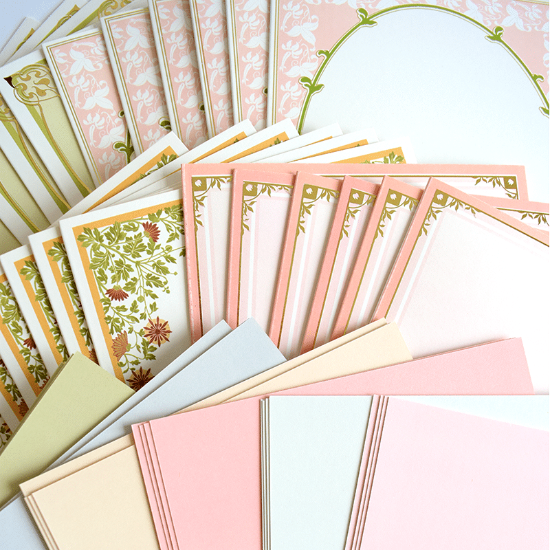 a bunch of cards that are on a table.