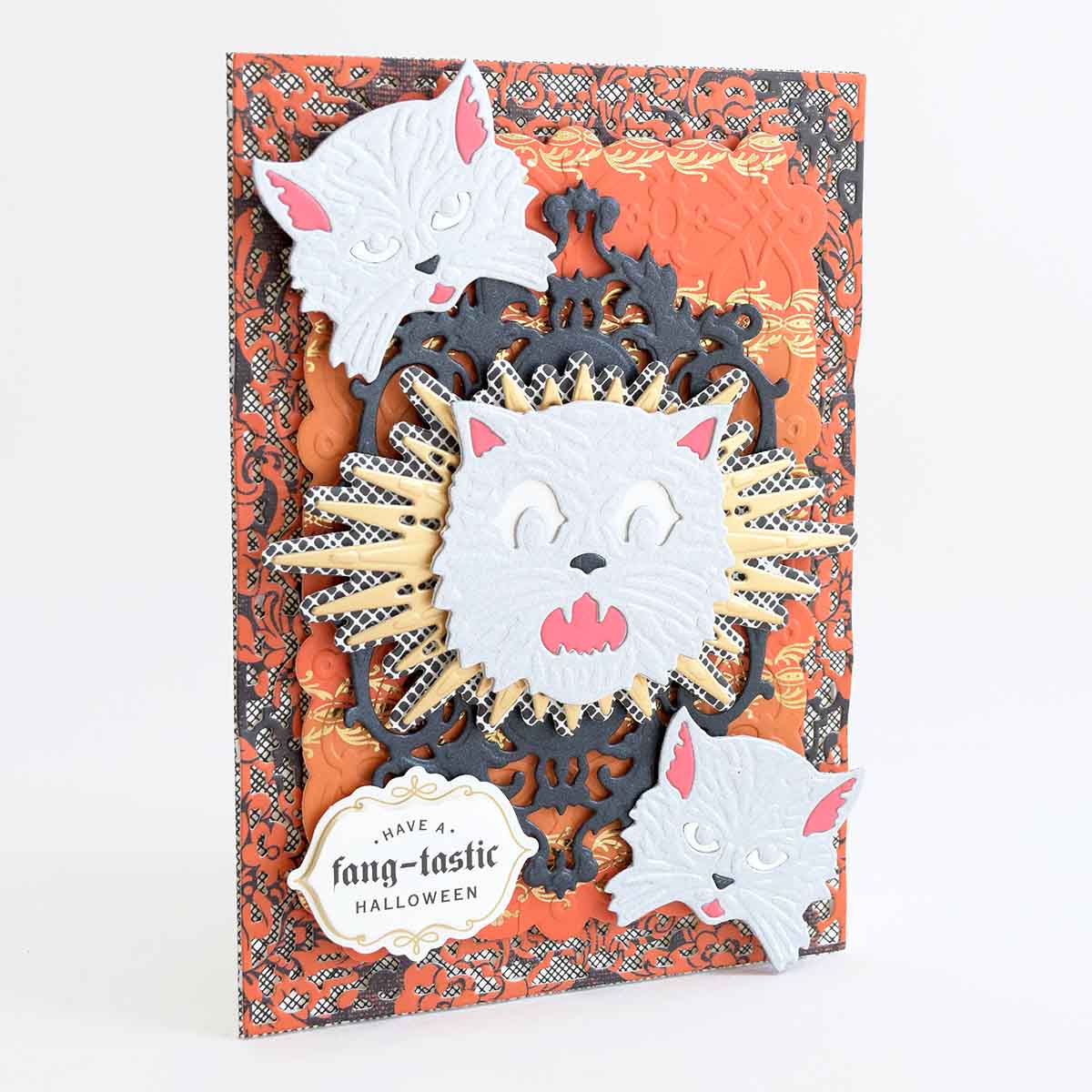 a close up of a card with a cat on it.