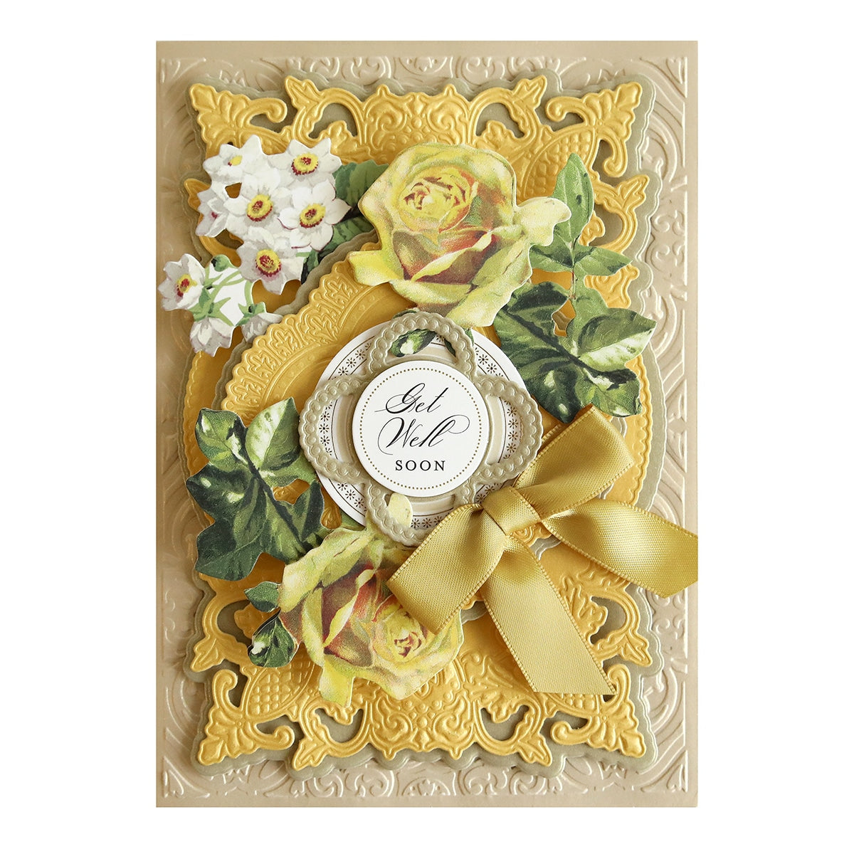 a close up of a card with flowers on it.