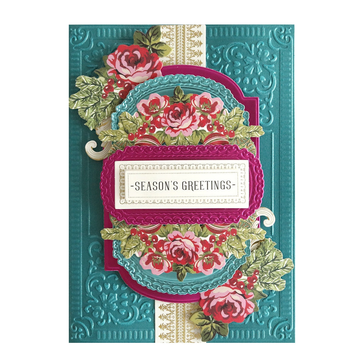 Shimmer Red Green Cards and Envelopes - seasons' greetings card.
