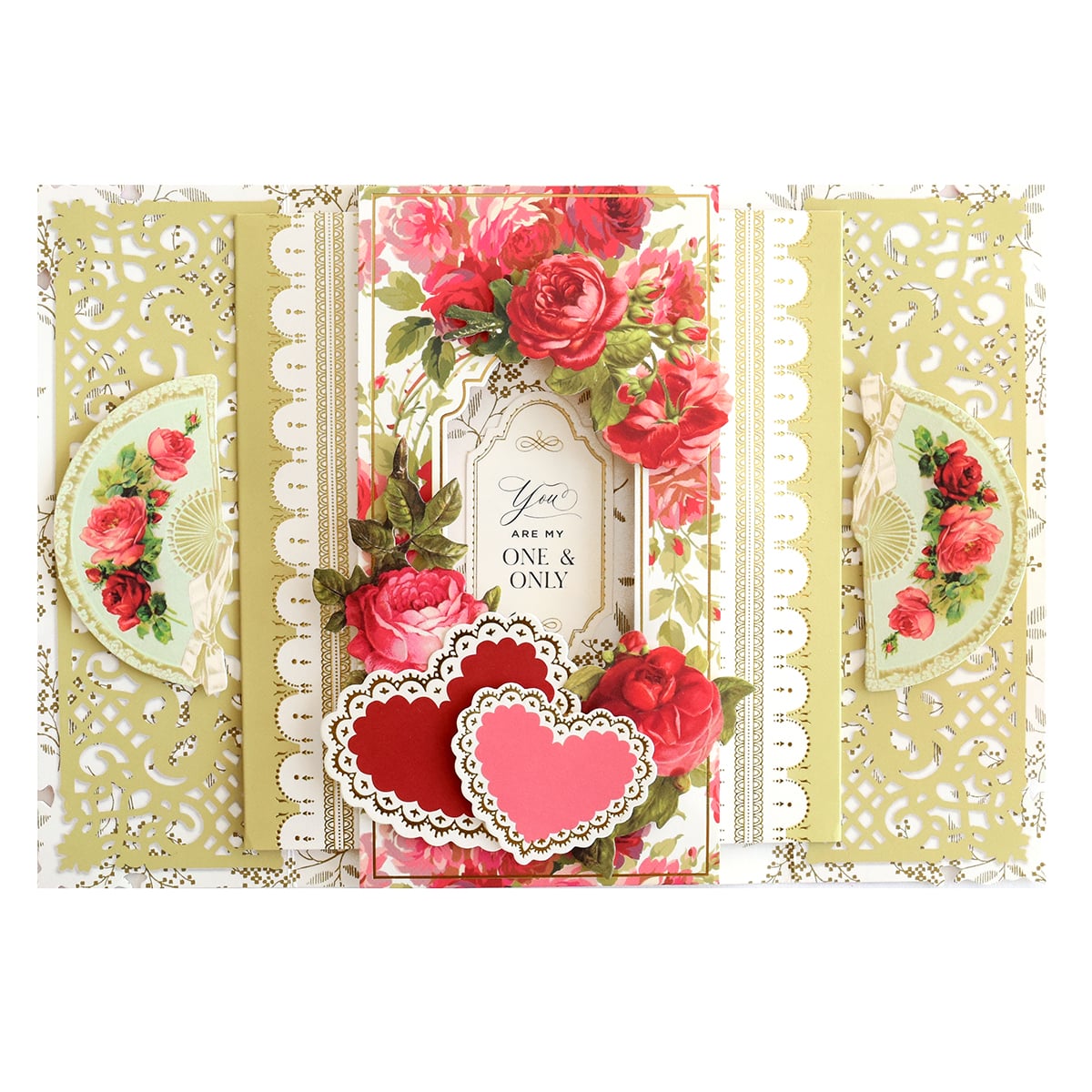a close up of a greeting card with flowers.