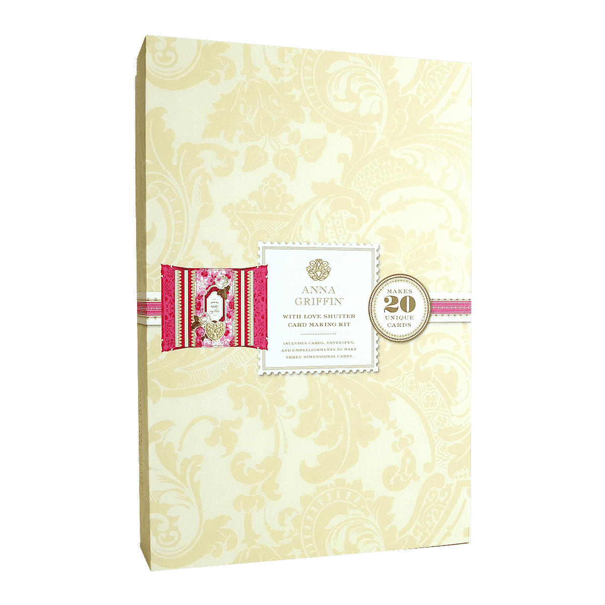 a wedding album with a pink ribbon.
