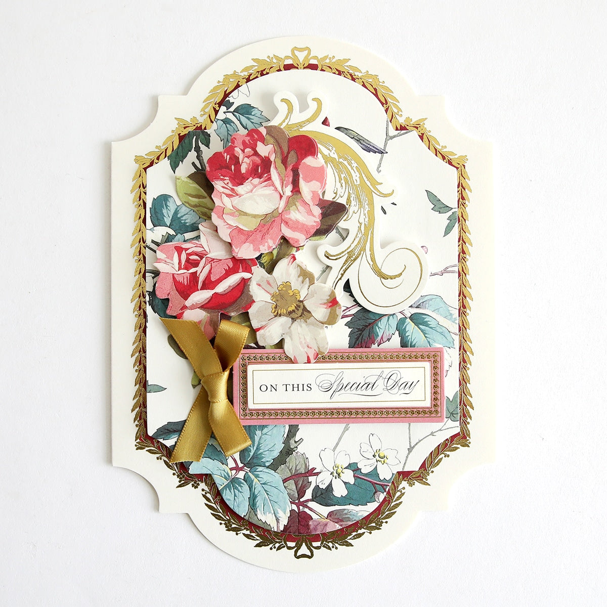 a close up of a card with flowers on it.