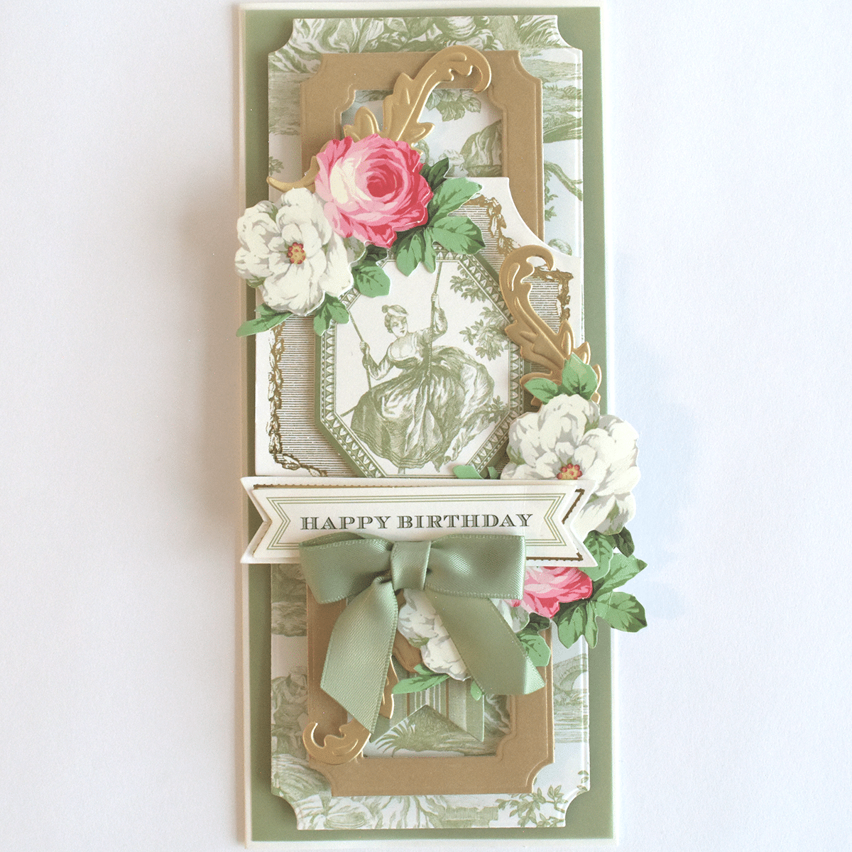 a close up of a birthday card with flowers.
