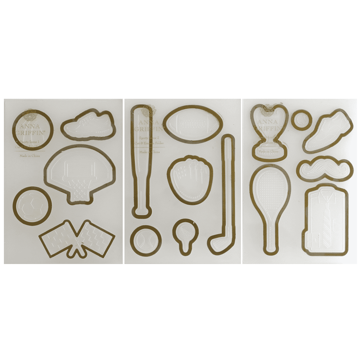 a set of cookie cutters on a green background.