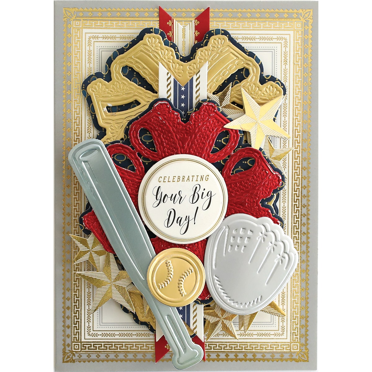 a close up of a card with a knife.