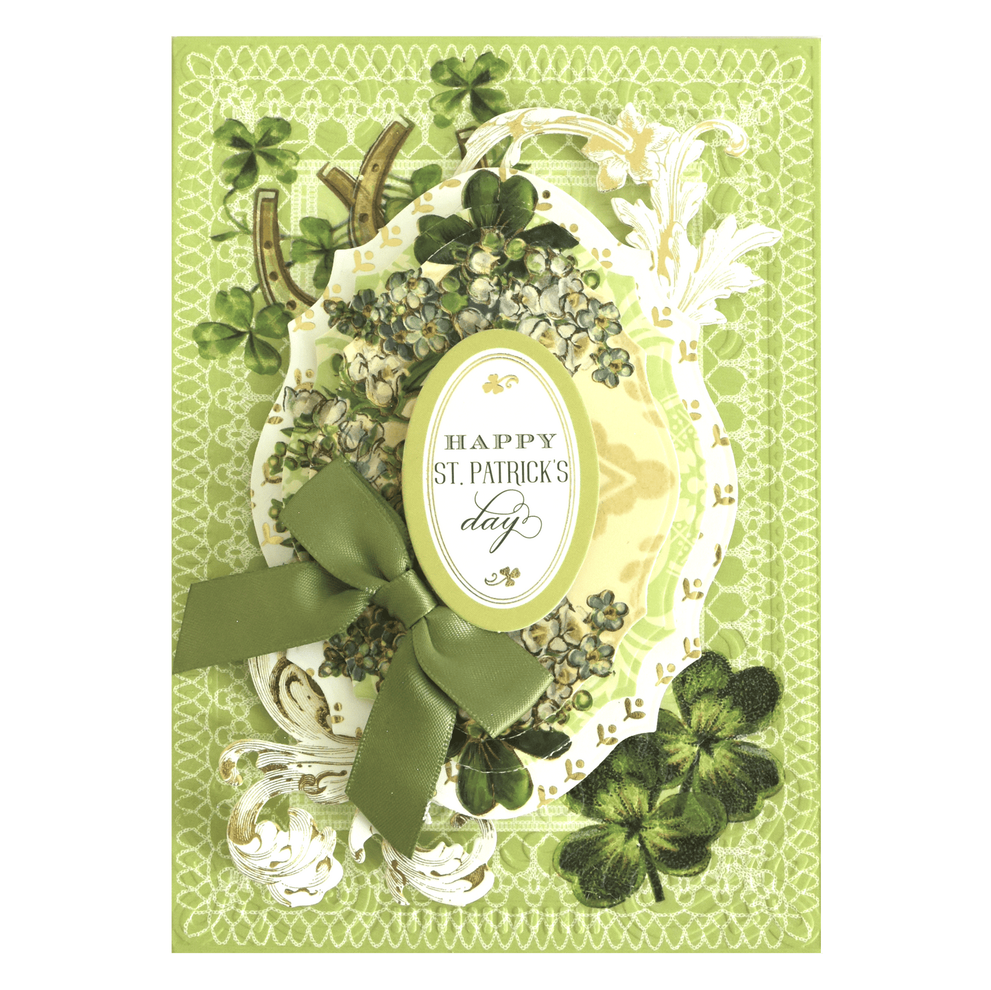 a st patrick's day card with shamrocks.