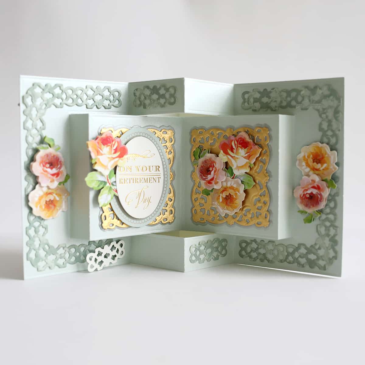 a close up of a card with flowers on it.