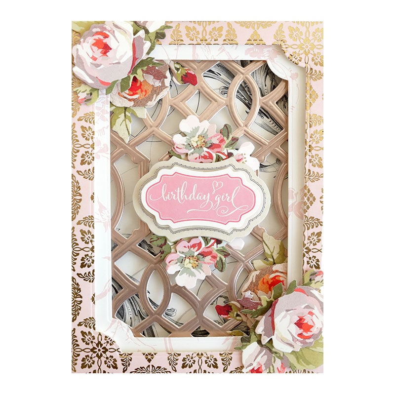 a card with a picture of flowers on it.