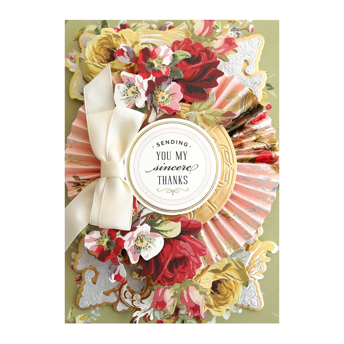 a close up of a card with flowers.