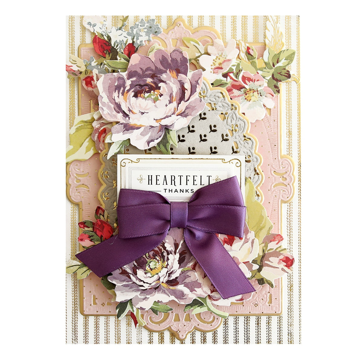 a close up of a card with flowers.