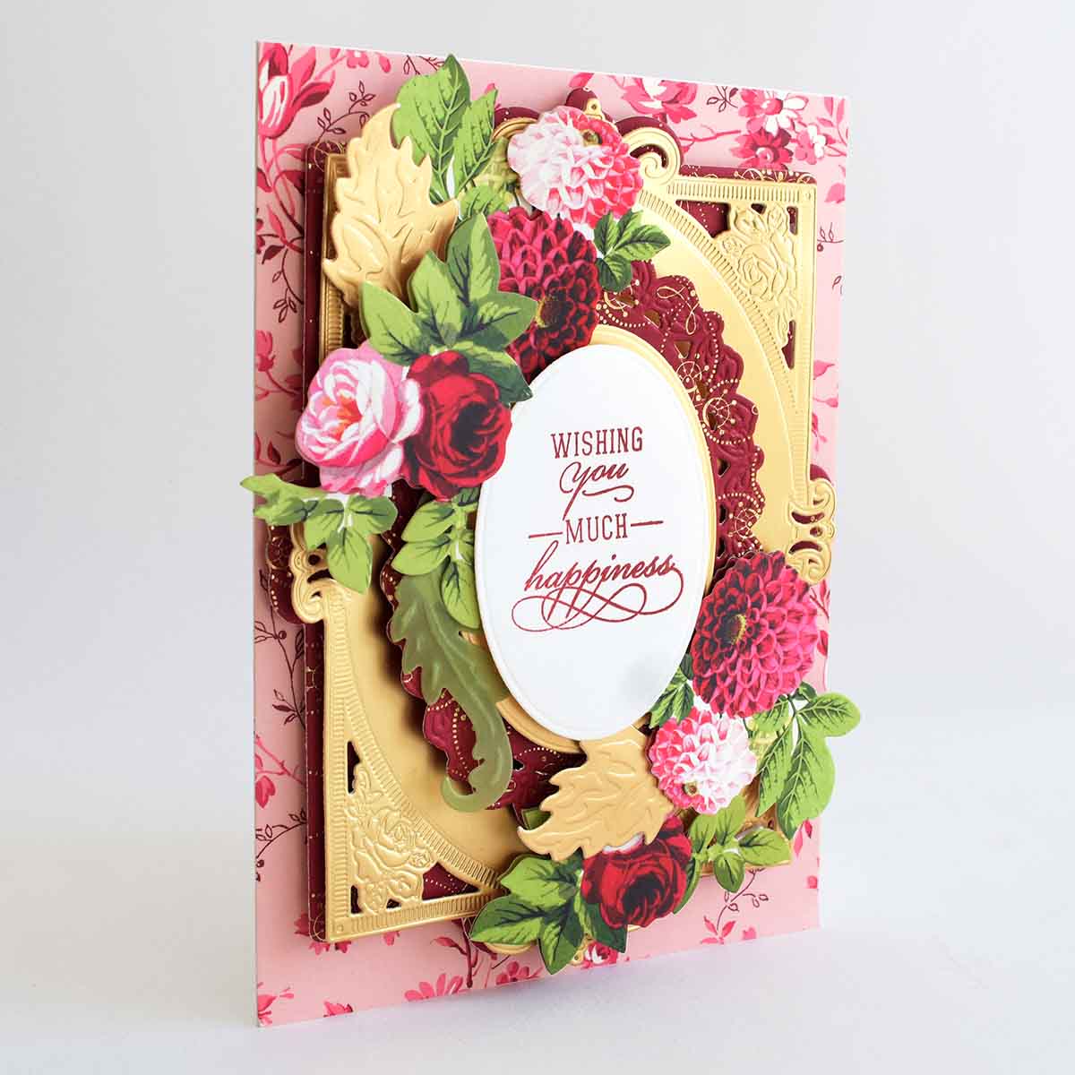 a close up of a card with flowers on it.