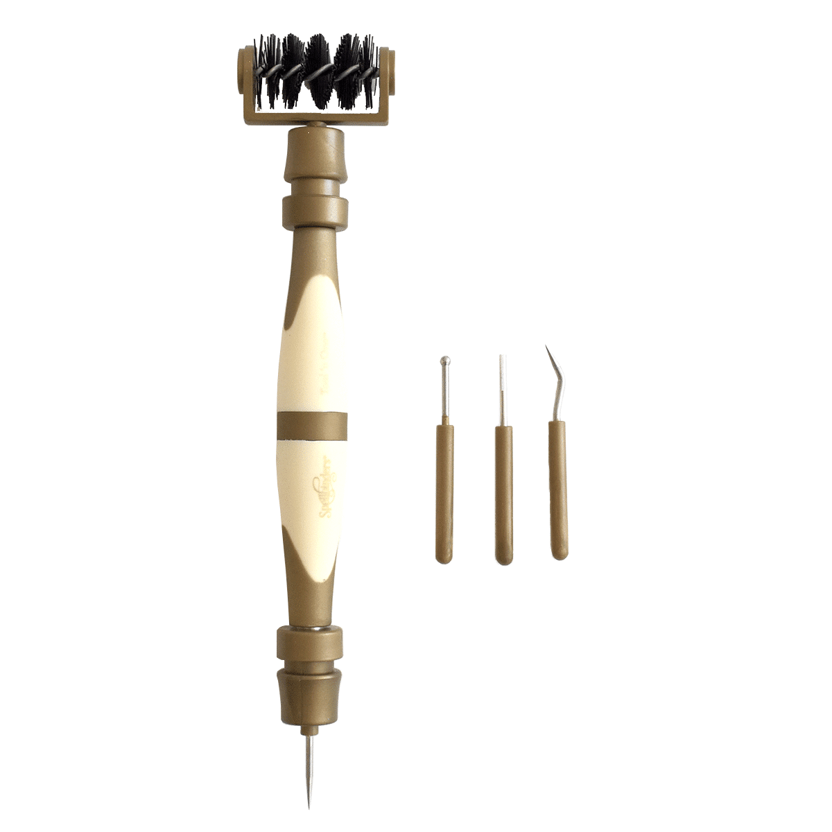 a close up of a tooth brush and some tools.