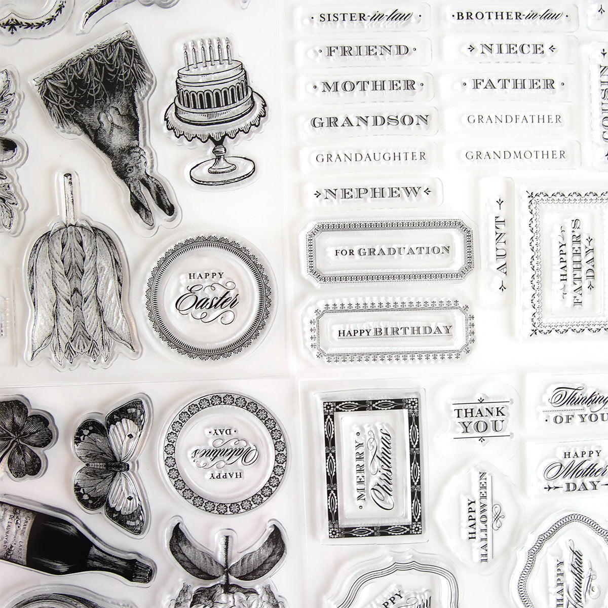 a bunch of stamps that are on a table.