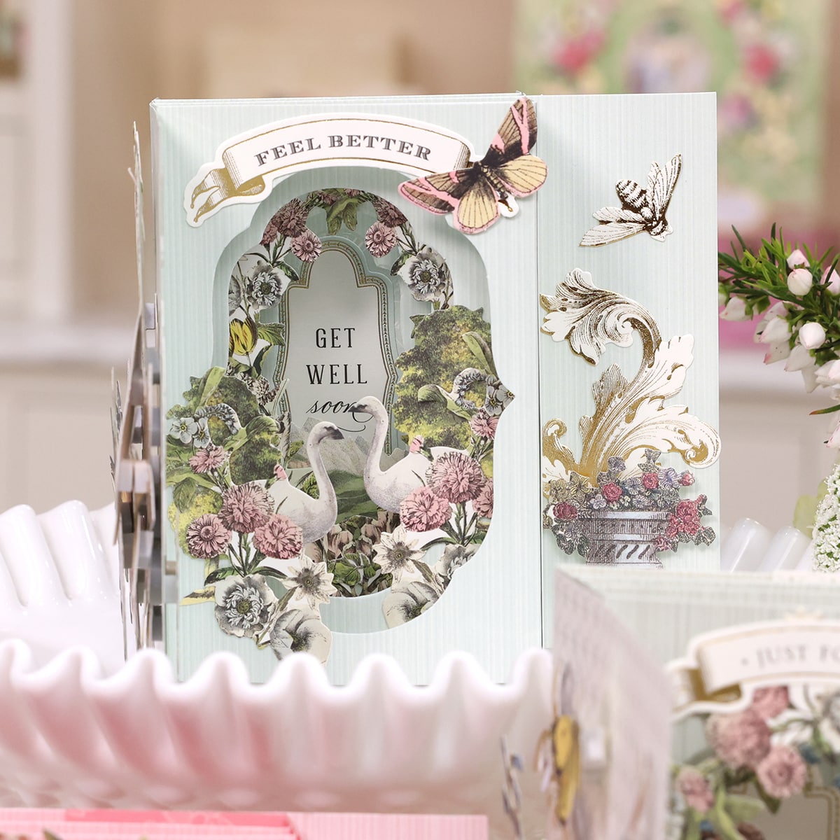a close up of a greeting card on a table.