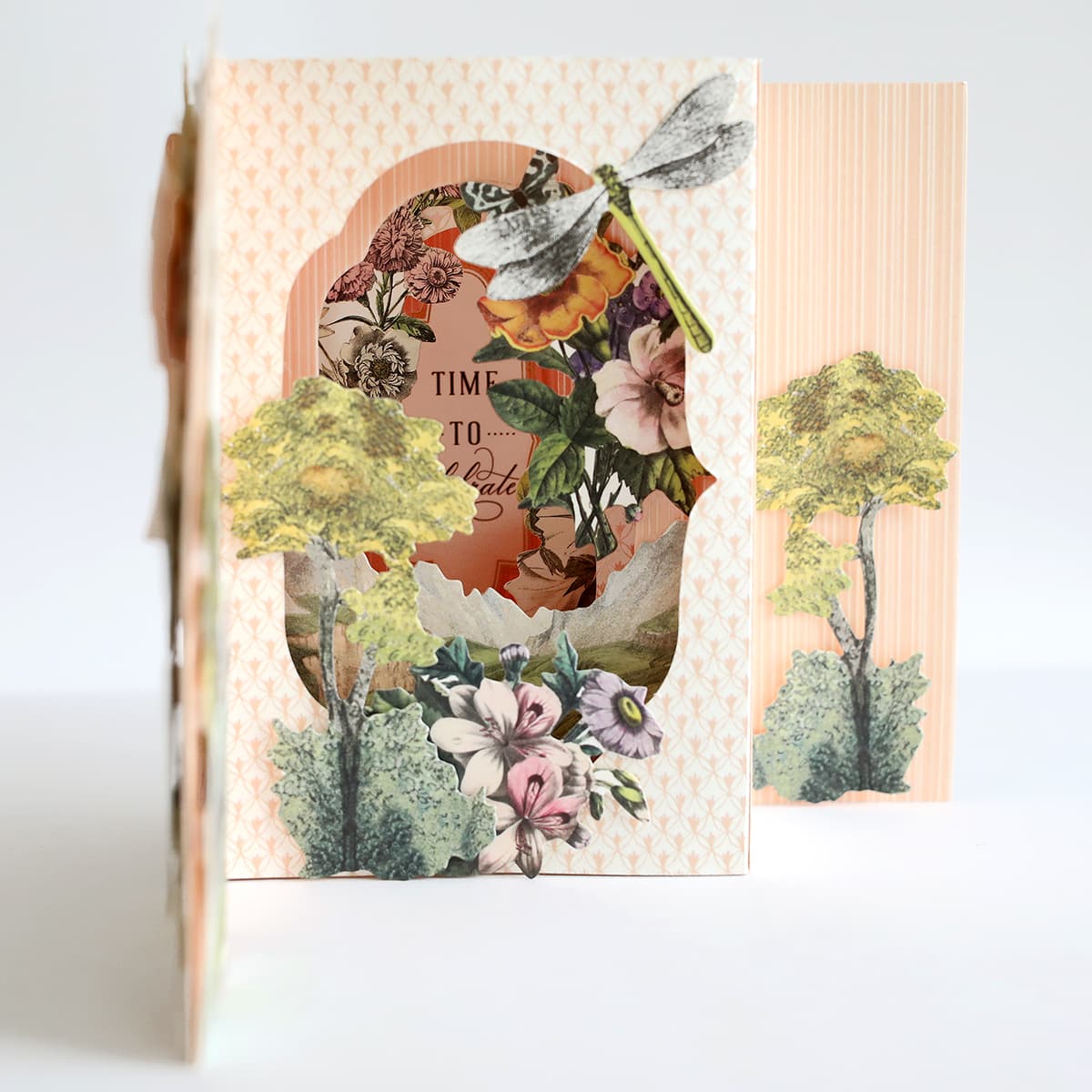 a close up of a greeting card with flowers.
