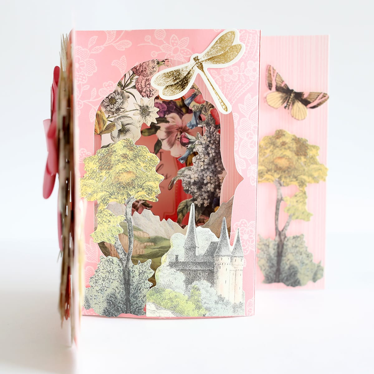 a card with a picture of a castle on it.