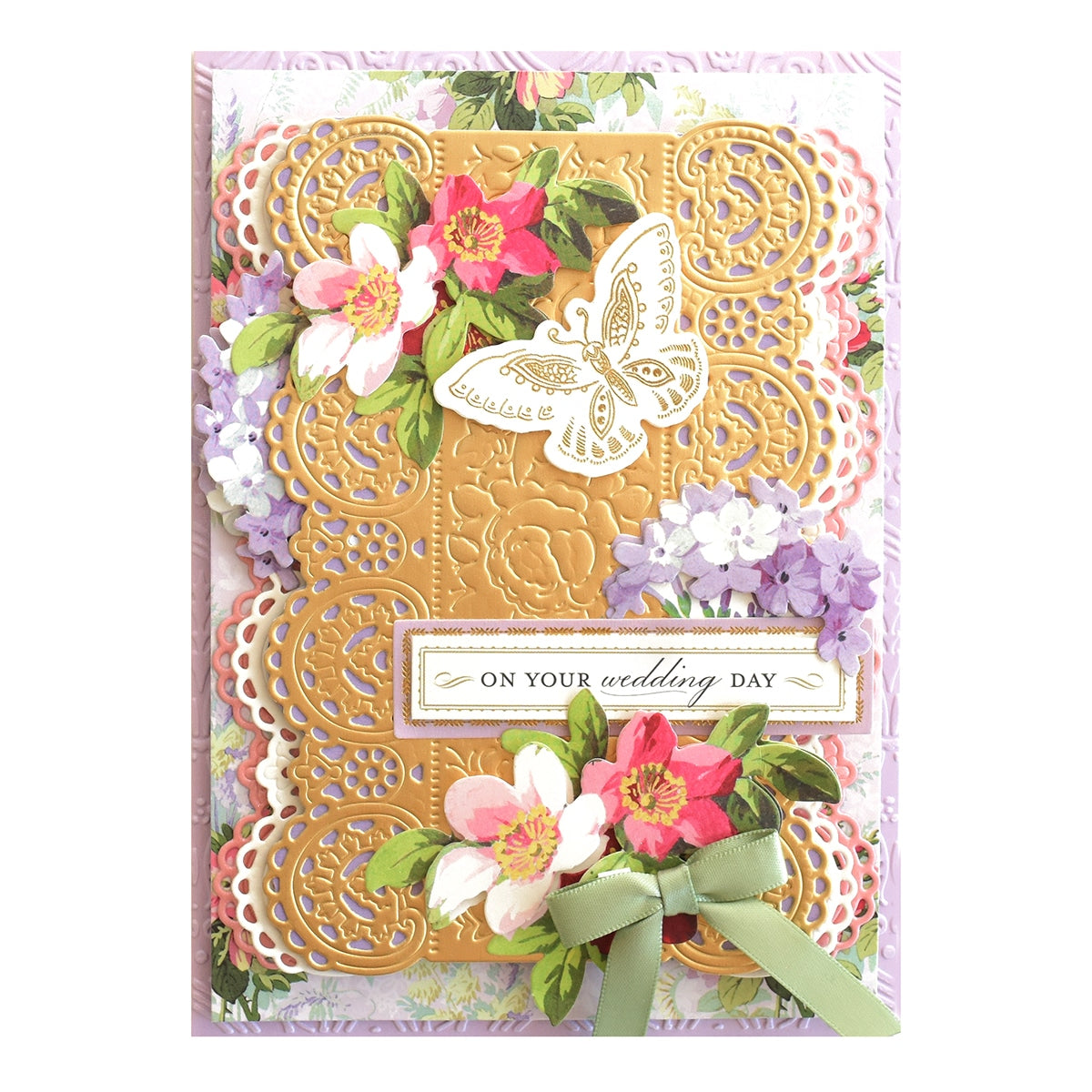 a card with flowers and a butterfly on it.