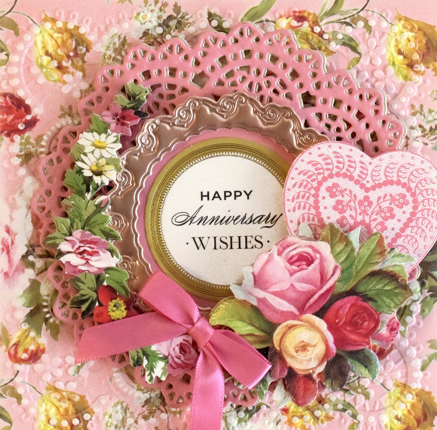 a close up of a greeting card with flowers.