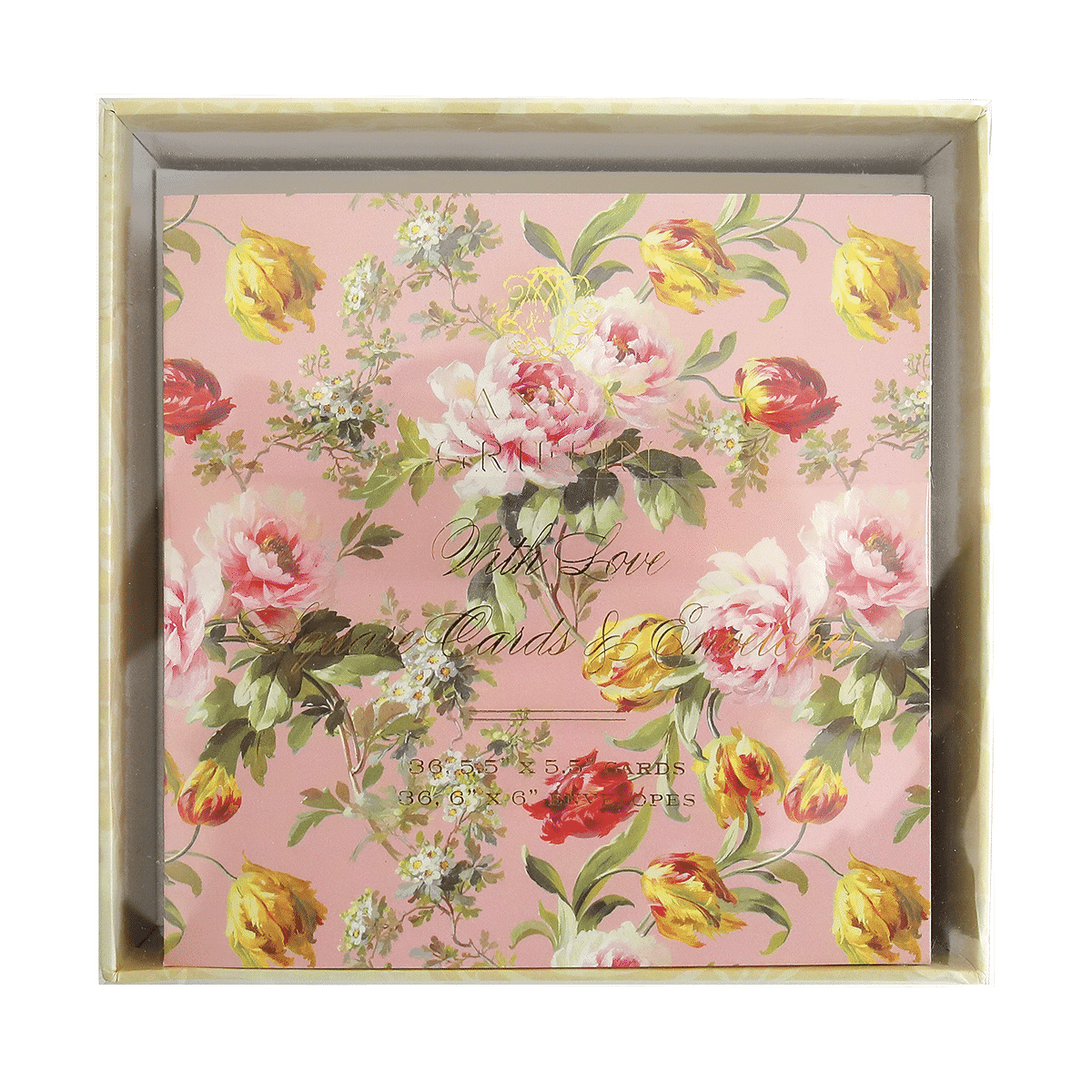 a pink floral wall hanging with a white frame.