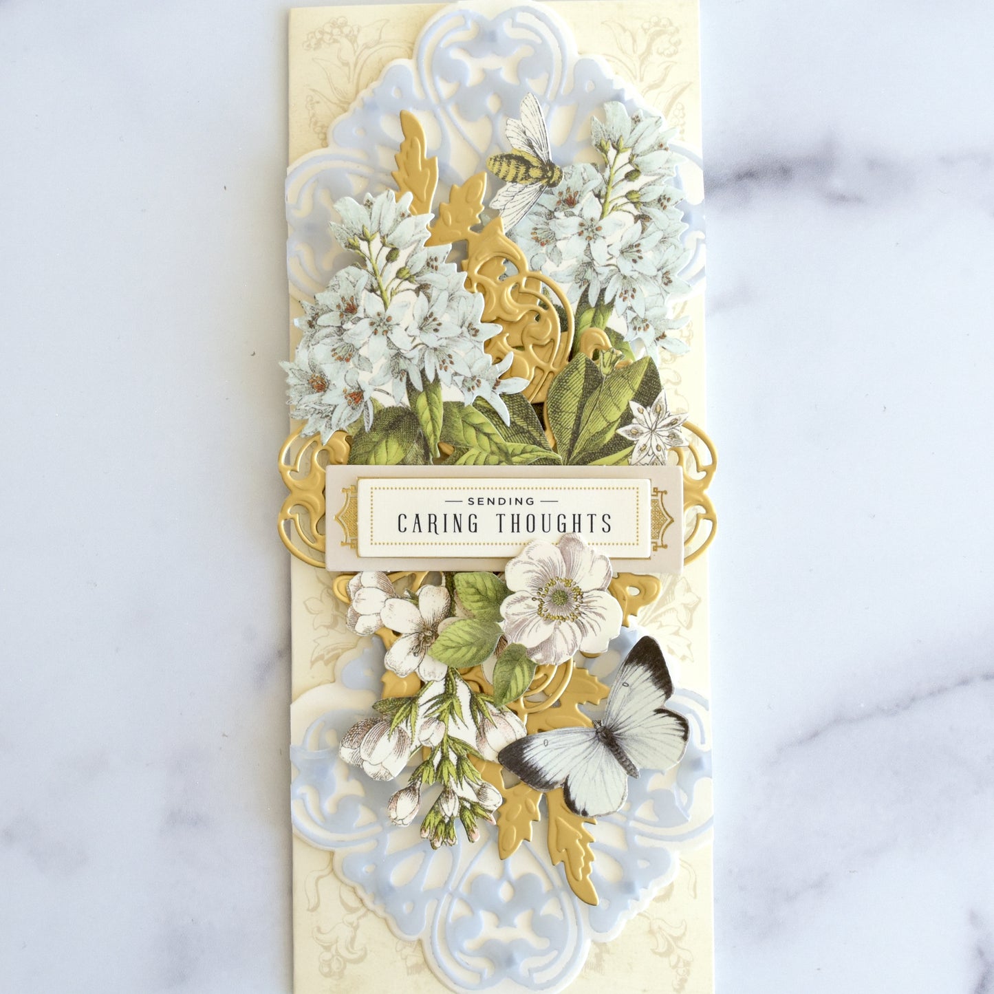 a close up of a card on a table.