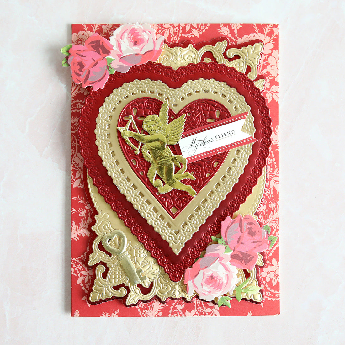 a valentine's day card with a heart shaped card.