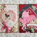 2 opulent valentines with embellishments, stamped images and matte foil