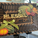 horizontal blessed Thanksgiving card with fall embellishments