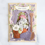 Spring card with pots of flowers and a shovel made with the Garden Cut and Emboss Folders