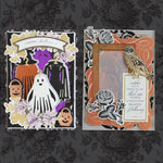 Halloween cards with ghosts, costumes and owls. 