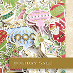 multi-colored bauble stickers and words holiday sale