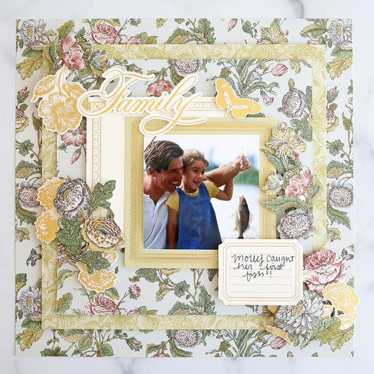 family scrapbook page made with the Simply Wildflower Meadow Scrapbooking Kit