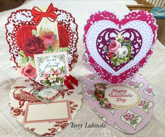 two heart easel cards for Valentine's Day