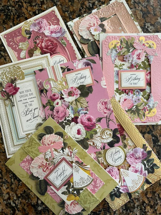 collage of pink, gold and ivory valentines