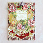 Thanksgiving card with gold flourishes, roses and more