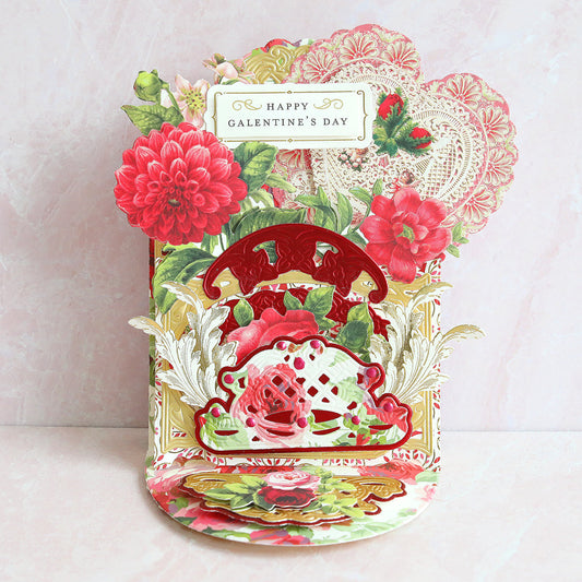 opulent red and gold pulley card with Victorian elements