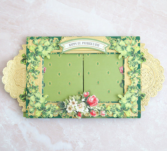 St. Patrick's Day theater card with shamrocks and flowers