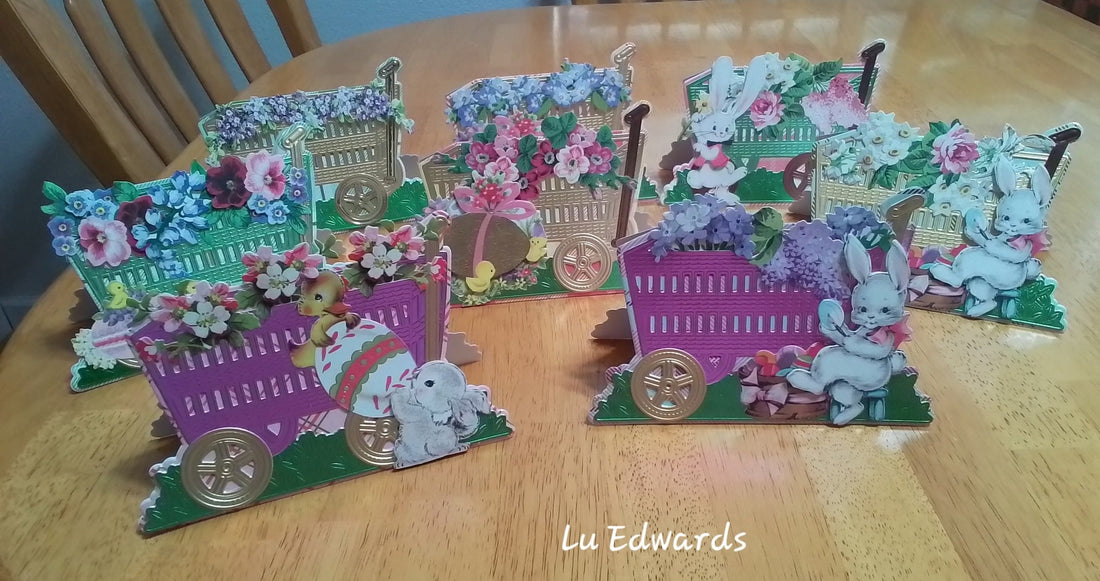 Easter and spring wagons in bright and pastel colors.
