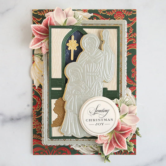 Christmas Blessings Sentiment Stickers + Mary and Joseph Dies- Made Easy