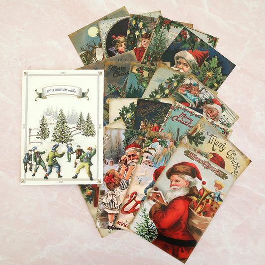 Holiday card with antique postcards