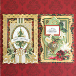 2 opulent Christmas cards with the pieces that come in Christmas Greetings Card Making Kit.
