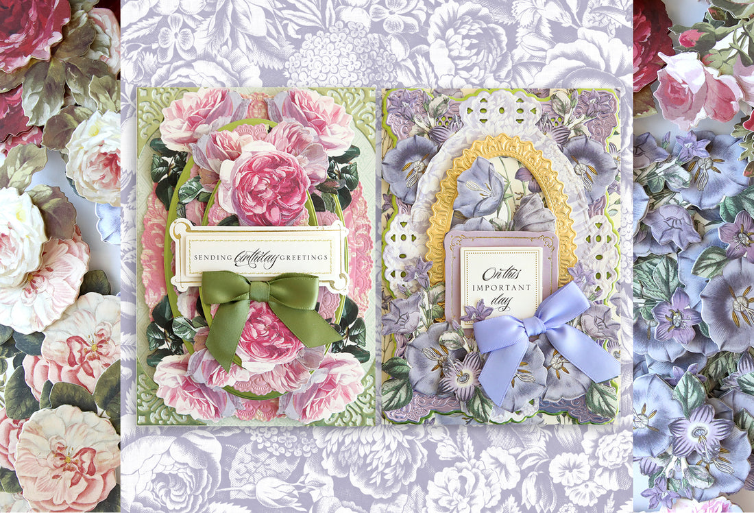 Anniversary Flowers cards, papers and embellishments