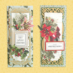 2 slimline Christmas cards along with embellishments and sentiments 